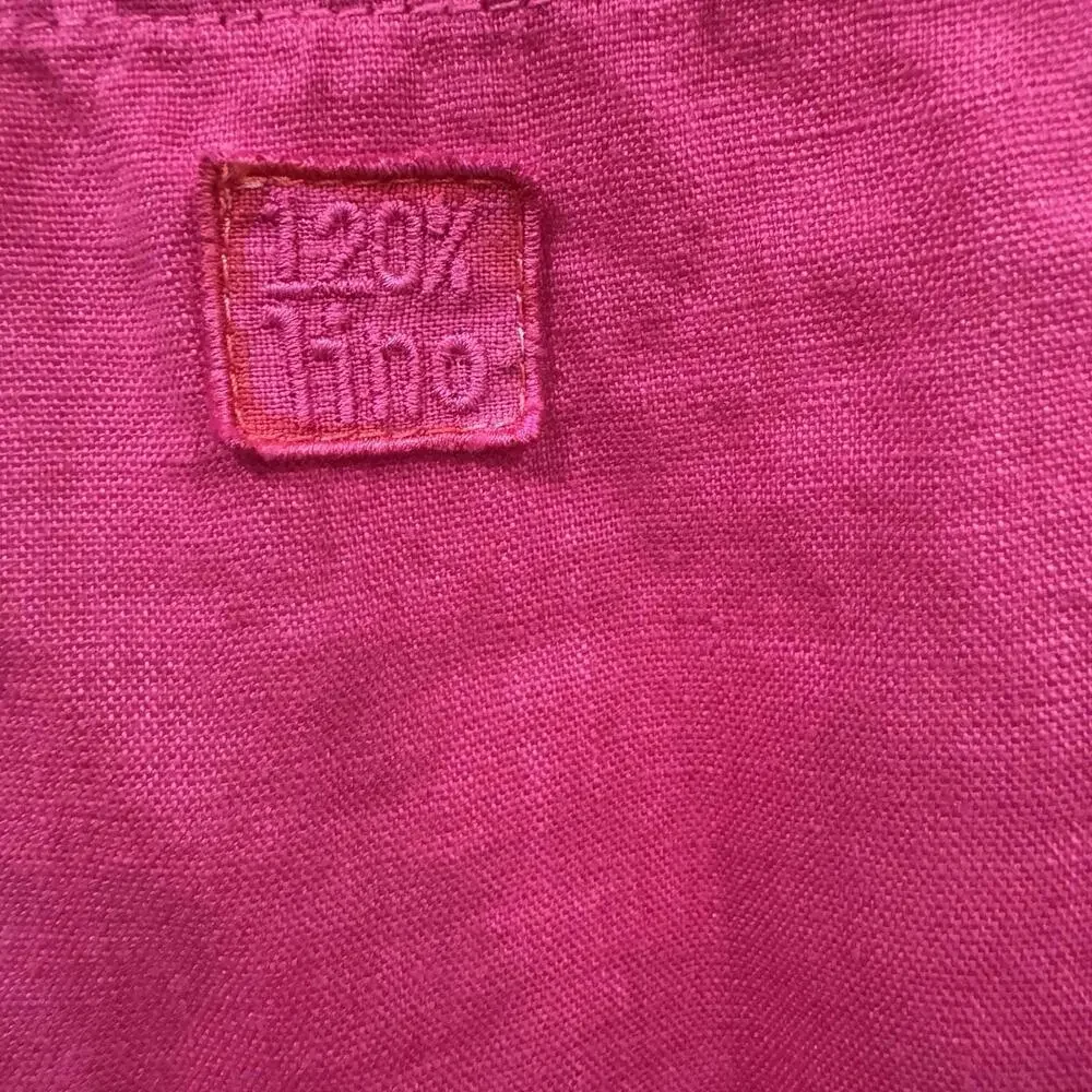 120% Lino Women's Pink Linen Long Sleeve A-Line‎ Dress (16” Pit To Pit) Small?